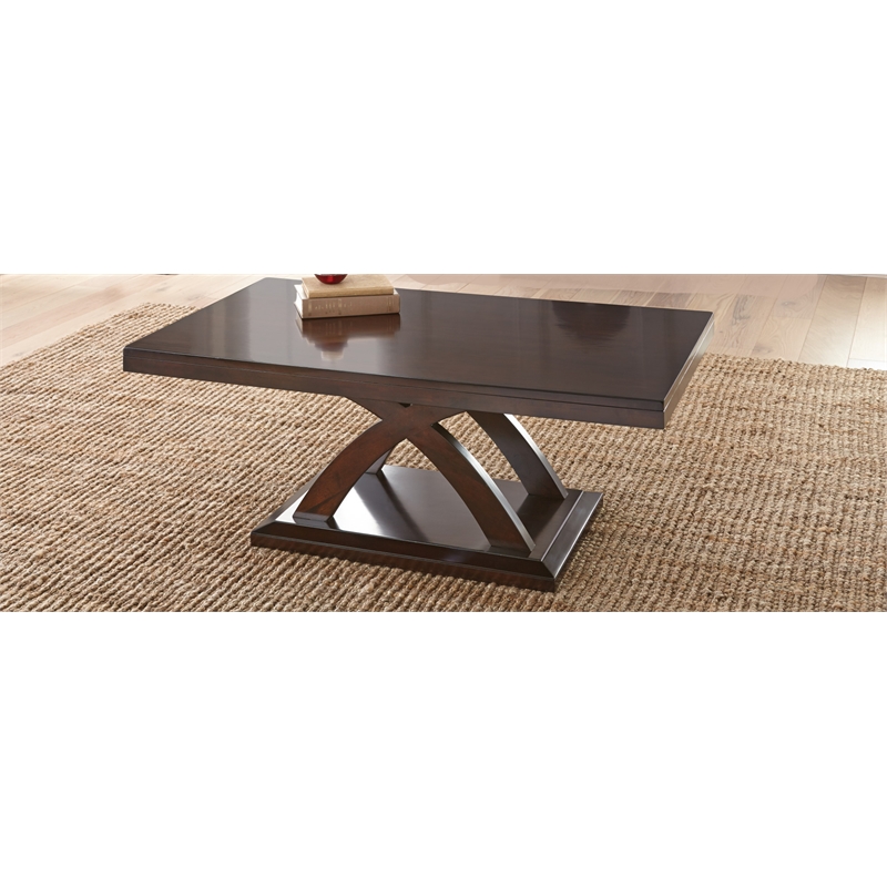 Pemberly Row Contemporary Coffee Table in Espresso Cherry Wood