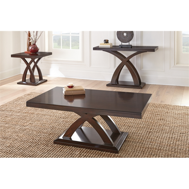 Pemberly Row Contemporary Coffee Table in Espresso Cherry Wood