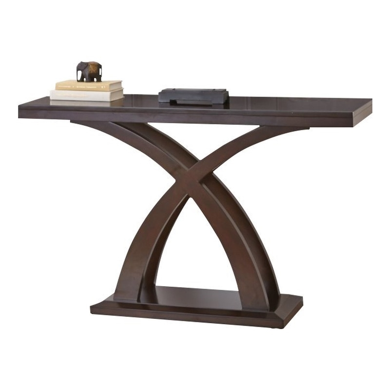 Pemberly Row Console Table in Espresso Cherry Wood and Mango Veneers