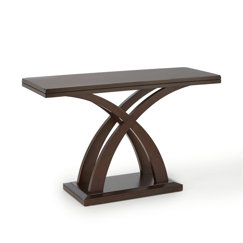 Pemberly Row Console Table in Espresso Cherry Wood and Mango Veneers
