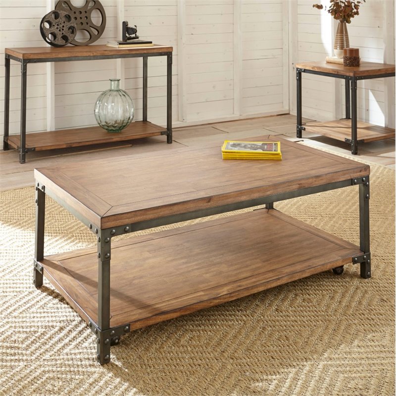 Pemberly Row Coffee Table with Caster in Antique Brown Honey
