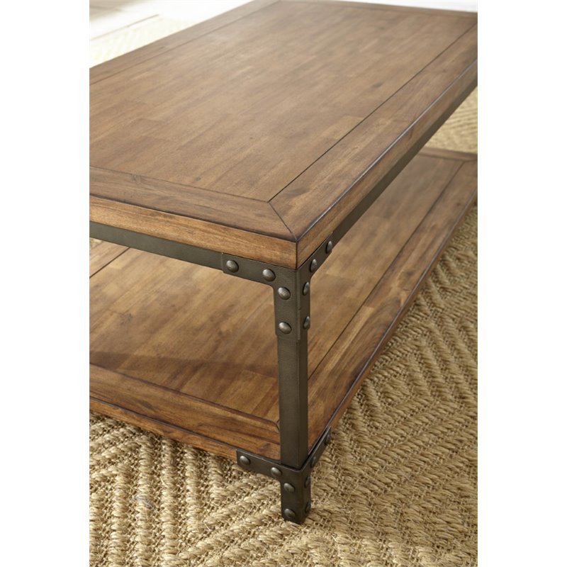 Pemberly Row Coffee Table with Caster in Antique Brown Honey