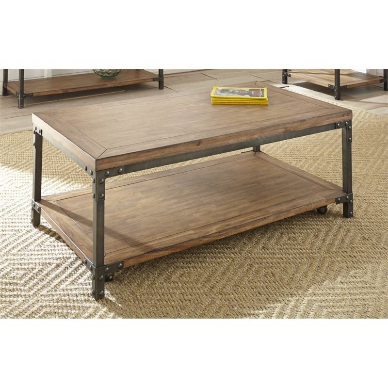 Pemberly Row Coffee Table with Caster in Antique Brown Honey