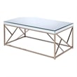 Pemberly Row Contemporary Mirror Top Coffee Table in Copper Chrome