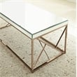 Pemberly Row Contemporary Mirror Top Coffee Table in Copper Chrome