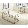 Pemberly Row Contemporary Mirror Top Coffee Table in Copper Chrome