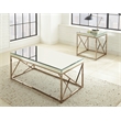 Pemberly Row Contemporary Square Mirror Top End Table in Copper Chrome
