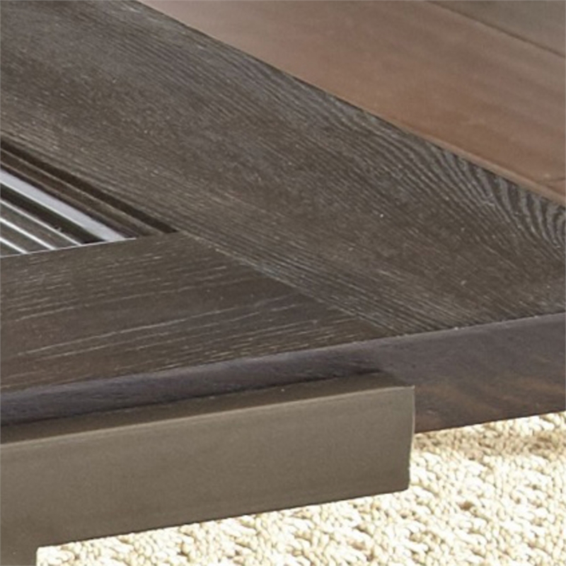 Pemberly Row Contemporary Coffee Table with Casters in Smokey Brown