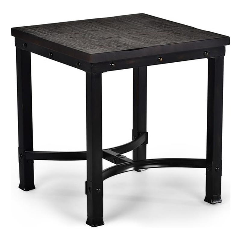 Pemberly Row Wood Rustic Square End Table in Rustic Brown Finish