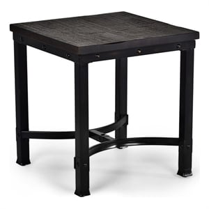 Pemberly Row Wood Rustic Square End Table in Rustic Brown Finish