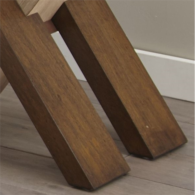 Pemberly Row Square Glass Top End Table with Natural and Cherry base