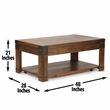 Pemberly Row Contemporary Lift Top Coffee Table with Casters in Cherry