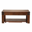 Pemberly Row Contemporary Lift Top Coffee Table with Casters in Cherry