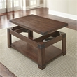 Pemberly Row Contemporary Lift Top Coffee Table with Casters in Cherry