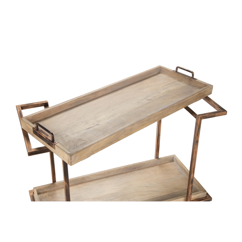 Pemberly Row Contemporary Serving Cart in Distressed Harbor Gray