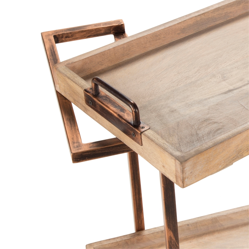 Pemberly Row Contemporary Serving Cart in Distressed Harbor Gray