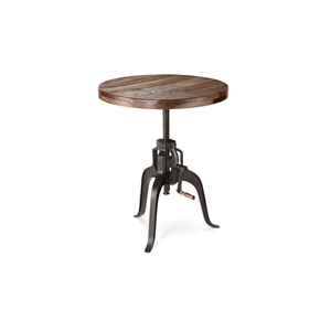 Pemberly Row 30&quot Round Adjustable Crank Pub Table in Russet Brown