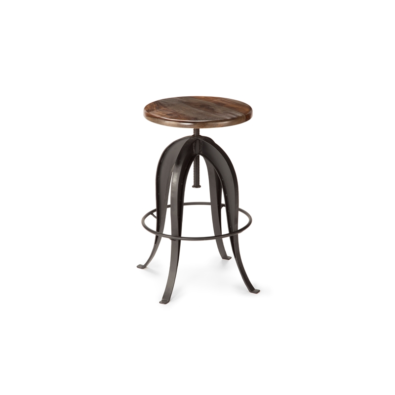Pemberly Row Transitional Adjustable Bar Stool in Russet Brown