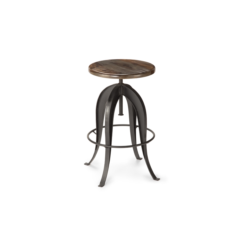 Pemberly Row Transitional Adjustable Bar Stool in Russet Brown