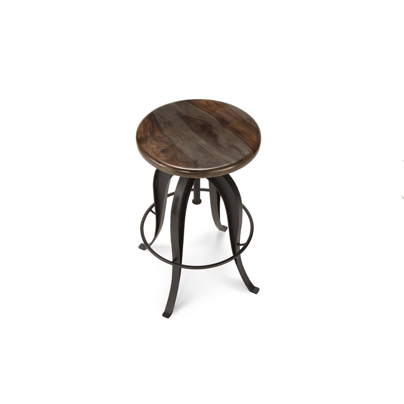 Pemberly Row Transitional Adjustable Bar Stool in Russet Brown