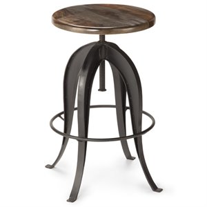 Pemberly Row Transitional Adjustable Bar Stool in Russet Brown