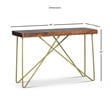 Pemberly Row Contemporary Console Table in Warm Brown Pine and Brass