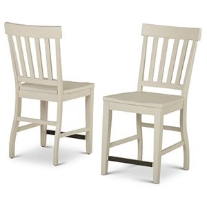 Pemberly Row 24&quot Slat Back Counter Stool in Distr4ssed Antique White