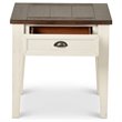 Pemberly Row Farmhouse 1-Drawer End Table in Dark Oak and White