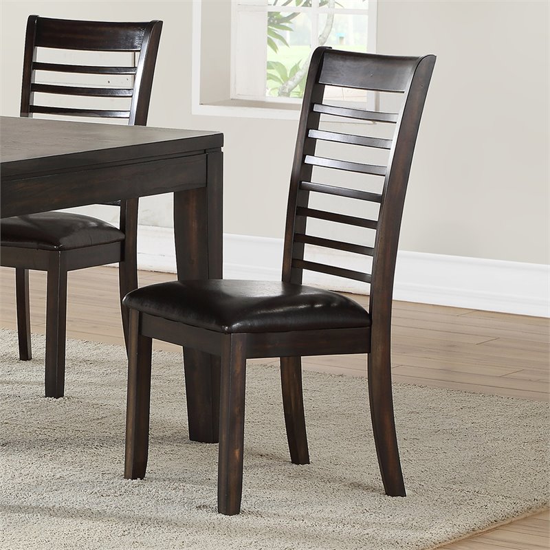 Pemberly Row Wood Ladderback / Shaker Dining Side Chair in Espresso