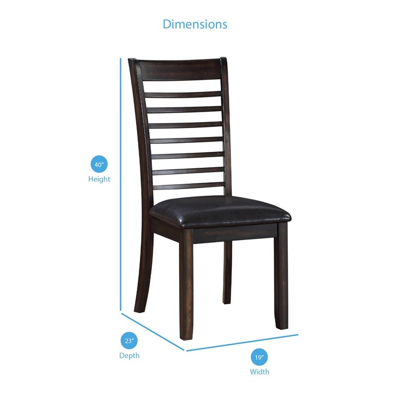 Pemberly Row Wood Ladderback / Shaker Dining Side Chair in Espresso
