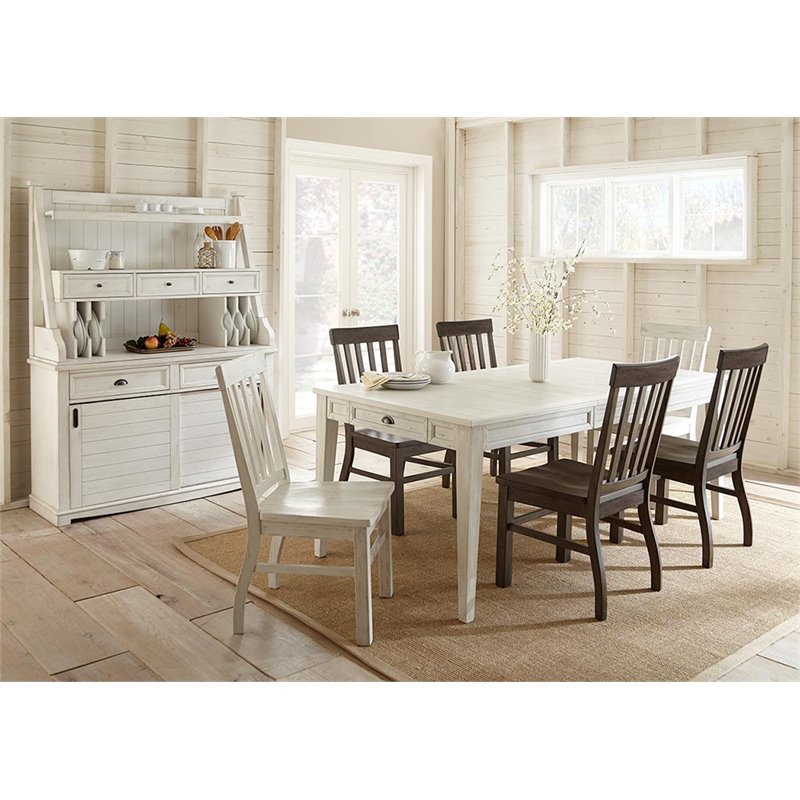Pemberly Row Farmhouse / Country Wood Buffet in Distressed Antique White