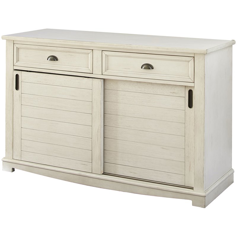 Pemberly Row Farmhouse / Country Wood Buffet in Distressed Antique White