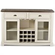 Pemberly Row Farmhouse / Country Wine Rack Buffet in Dark Oak and White Wood