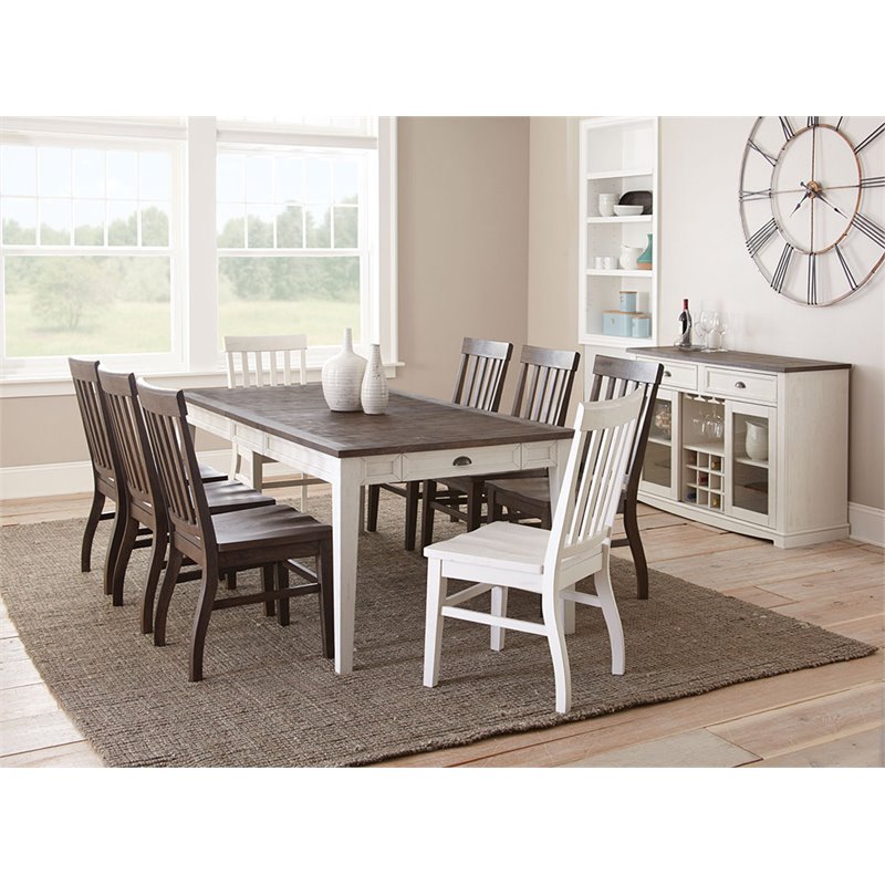 Pemberly Row Farmhouse / Country Wine Rack Buffet in Dark Oak and White Wood