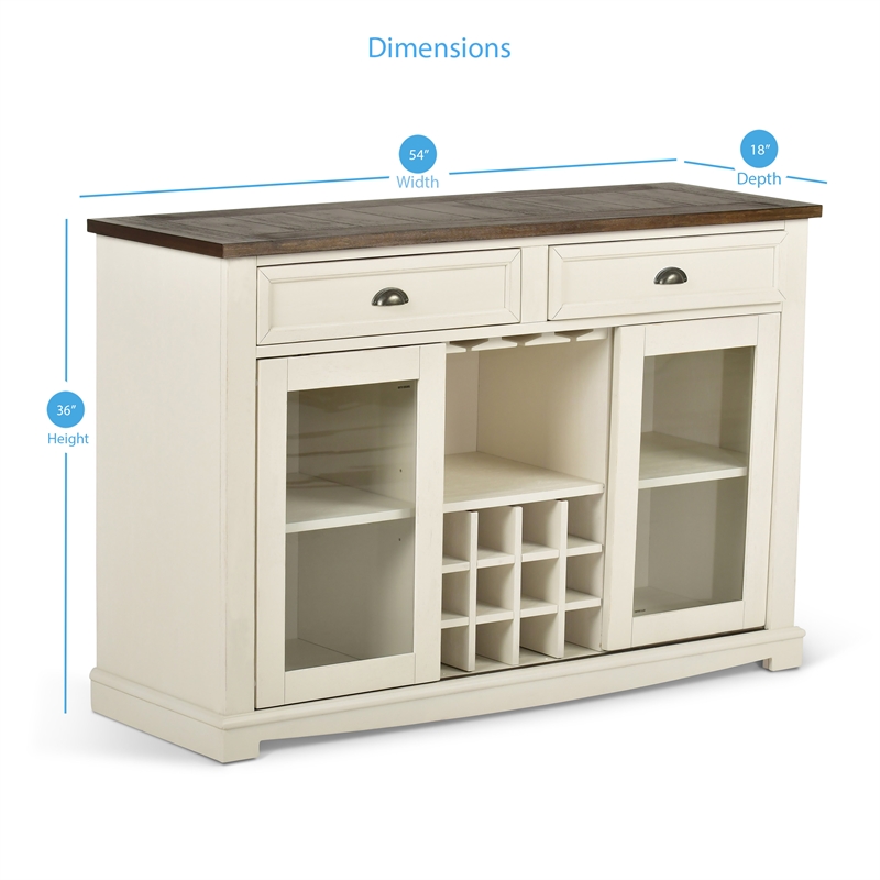 Pemberly Row Farmhouse / Country Wine Rack Buffet in Dark Oak and White Wood