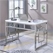 Pemberly Row Contemporary Writing Desk in White and Chrome Metal