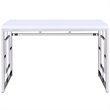 Pemberly Row Contemporary Writing Desk in White and Chrome Metal