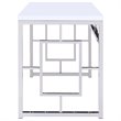 Pemberly Row Contemporary Writing Desk in White and Chrome Metal