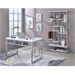 Pemberly Row Contemporary Writing Desk in White and Chrome Metal