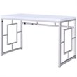 Pemberly Row Contemporary Writing Desk in White and Chrome Metal