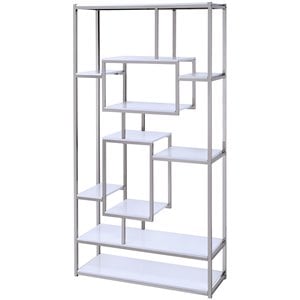 Pemberly Row Metal Modern Artsy styled Gray Finished Bookcase with Shelves