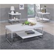 Pemberly Row Contemporary Metal Coffee Table in White and Chrome Metal