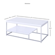 Pemberly Row Contemporary Metal Coffee Table in White and Chrome Metal