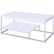 Pemberly Row Contemporary Metal Coffee Table in White and Chrome Metal