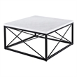 Pemberly Row Contemporary White Marble Top Square Cocktail Table