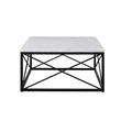 Pemberly Row Contemporary White Marble Top Square Cocktail Table