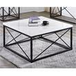 Pemberly Row Contemporary White Marble Top Square Cocktail Table