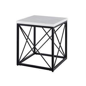 Pemberly Row Modern / Contemporary White Marble Top Square End Table