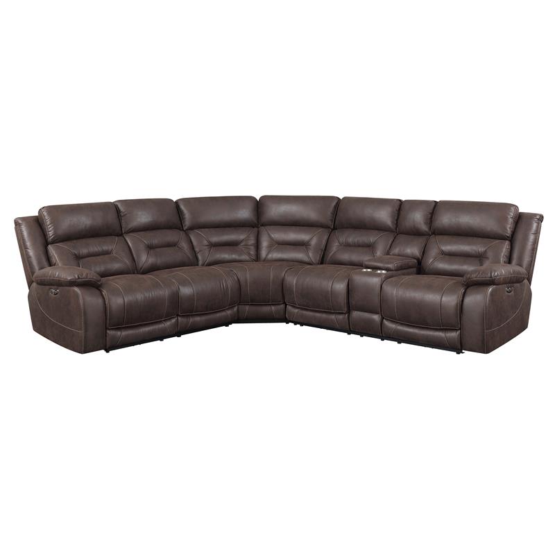Pemberly Row Transitional Saddle Brown 3-Piece Reclining Sectional
