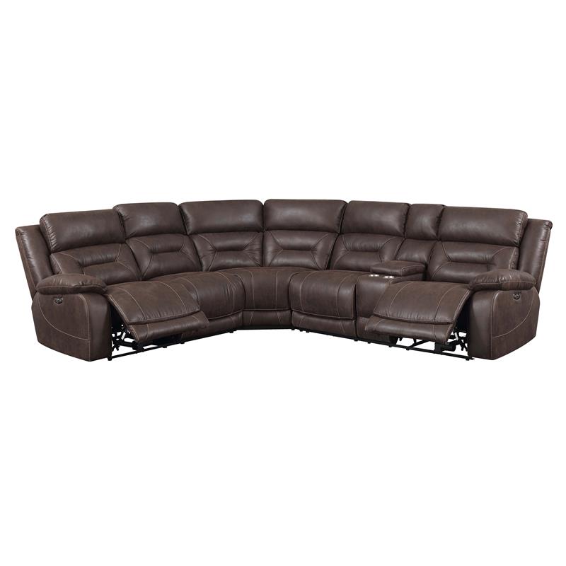 Pemberly Row Transitional Saddle Brown 3-Piece Reclining Sectional